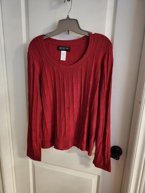 New Jones New York Red Cable Knit Sweater